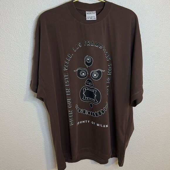 NEW-Marcelo Burlon- brown totem pole t-shirt - Size XXL - Picture 1 of 11